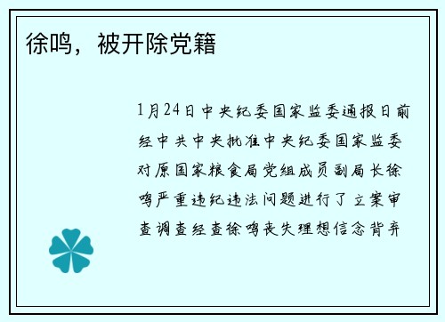 徐鸣，被开除党籍
