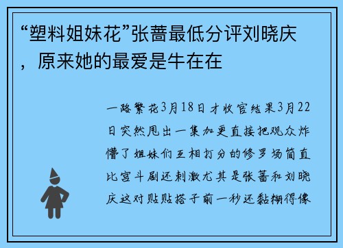 “塑料姐妹花”张蔷最低分评刘晓庆，原来她的最爱是牛在在