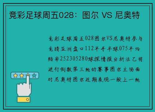 竞彩足球周五028：图尔 VS 尼奥特